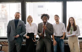 Happy employees in a healthy work environment