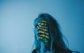 A woman using AI tools