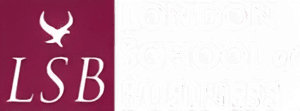 london school of business - a business school with sleek, modern design featuring the silhouette of london's iconic skyline against a backdrop of vibrant blue.